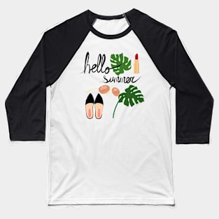 Hello Summer monstera leaf and accessories Baseball T-Shirt